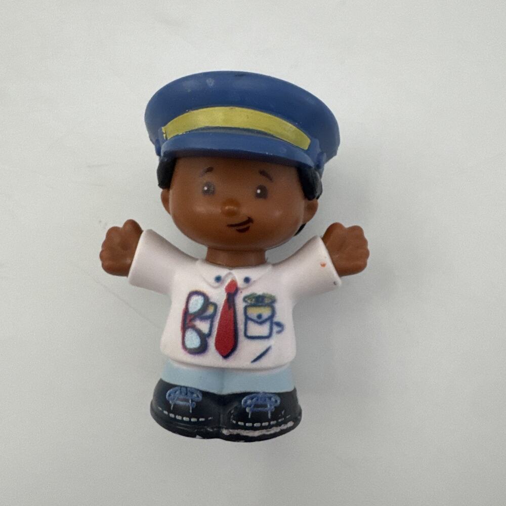 Fisher Price Little People African American Airport Airplane Pilot Michael 2.5”